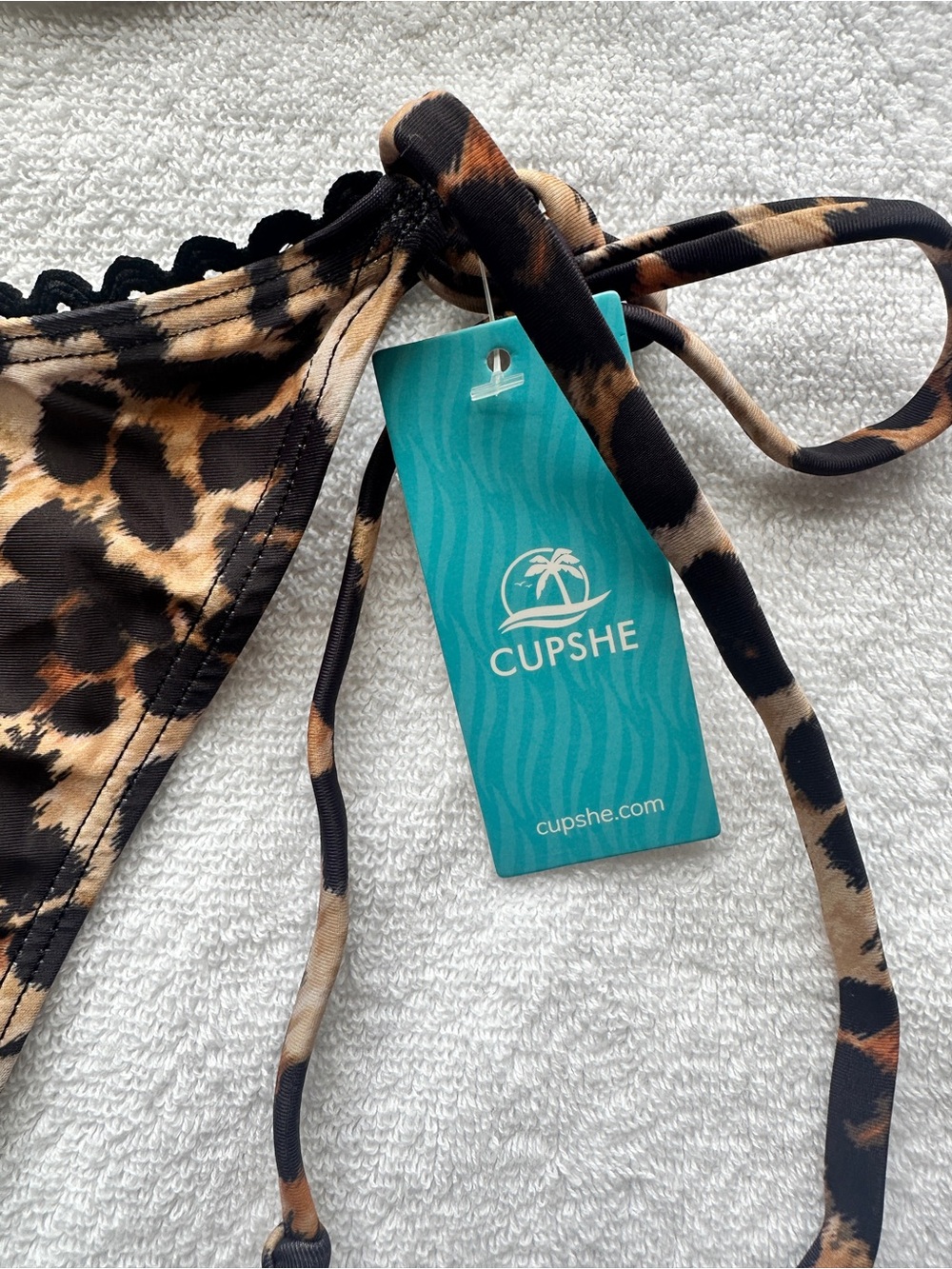 Cupshe Leopard Print Tie-Side Triangle Bikini - Brown/Black - Picture 5 of 7